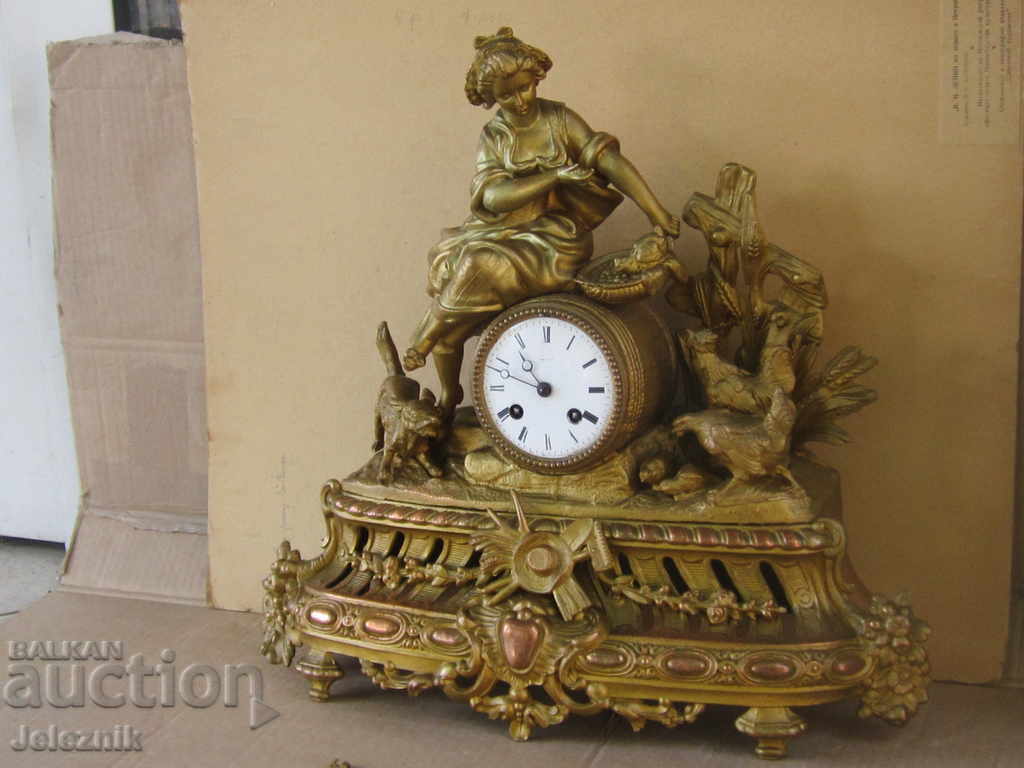top/rare antique french mantle figure clock 19c. - 7