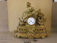 top / rare antique french mantle figure clock 19c.