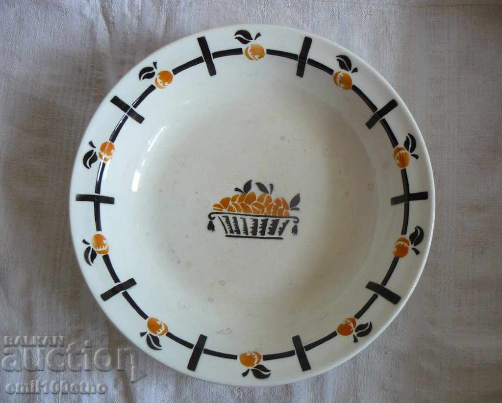 Много стара френска чиния с щампована украса