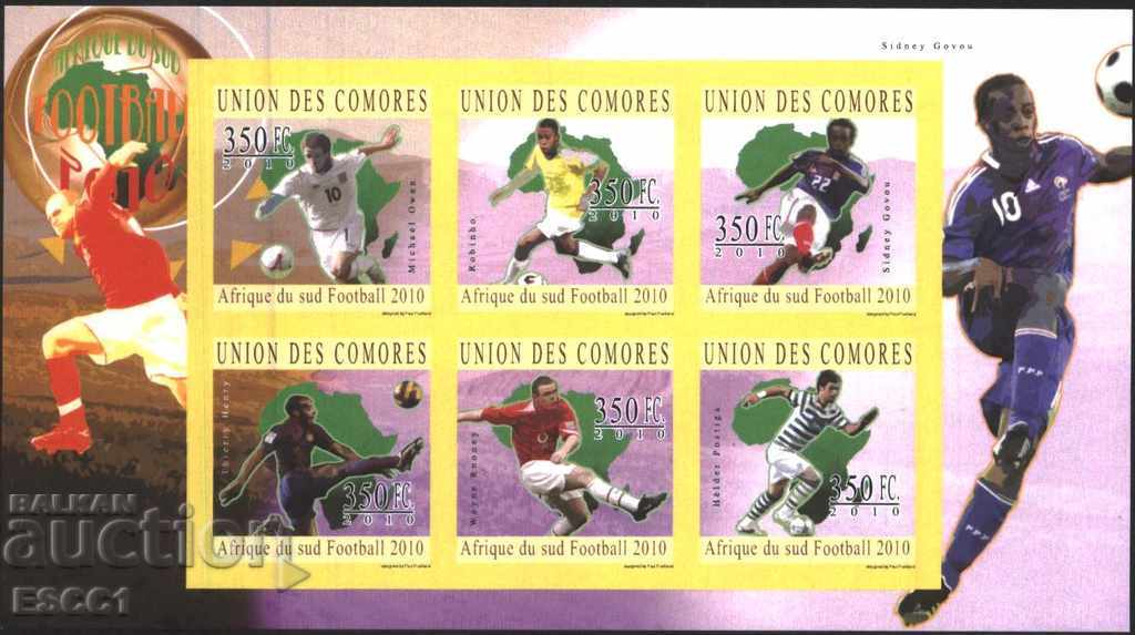 Καθαρά γραμματόσημα σε ένα μικρό φύλλο Sports Football 2010 Comoros