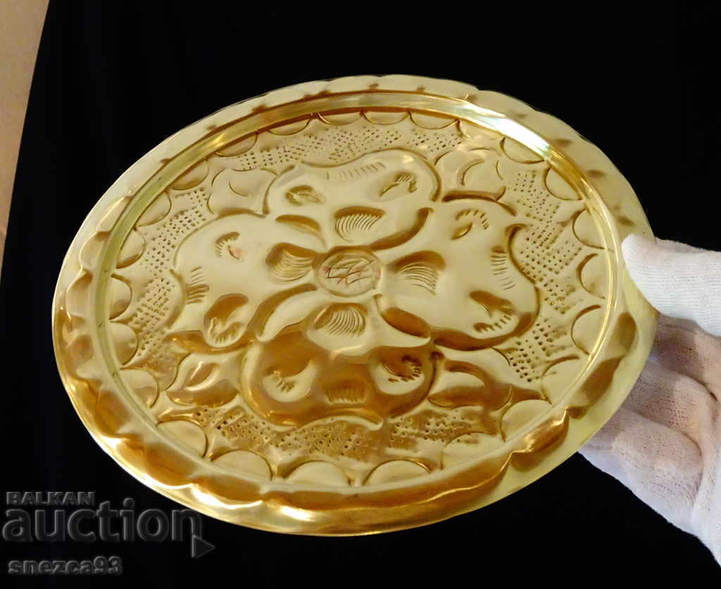 Brass plate, tray, clover panel, luck Brass plate, tray, clover panel, luck