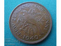 New Zealand 1 Penny 1940 Rare