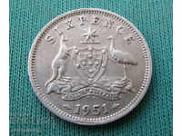 Australia 6 Penny 1951 Rare