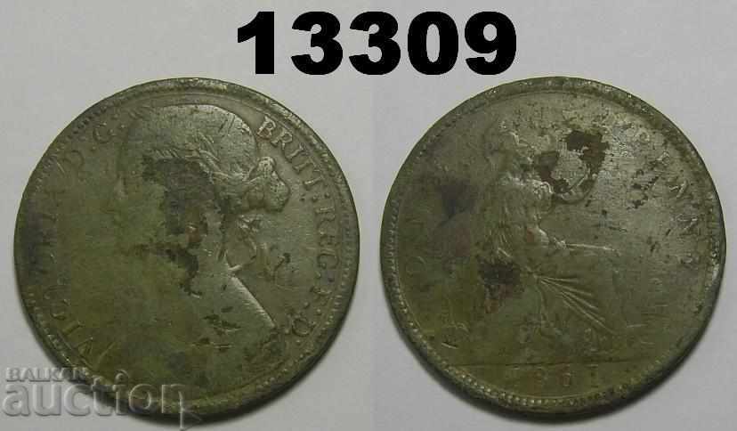 Великобритания 1 пени 1861 монета