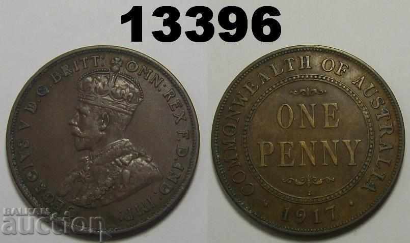 Australia 1 penny 1917 Excellent Wiped Coin