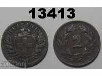 Switzerland 2 rapen 1908 VF monedă