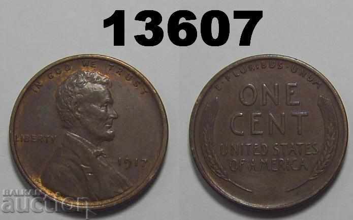 САЩ 1 цент 1917 AU монета