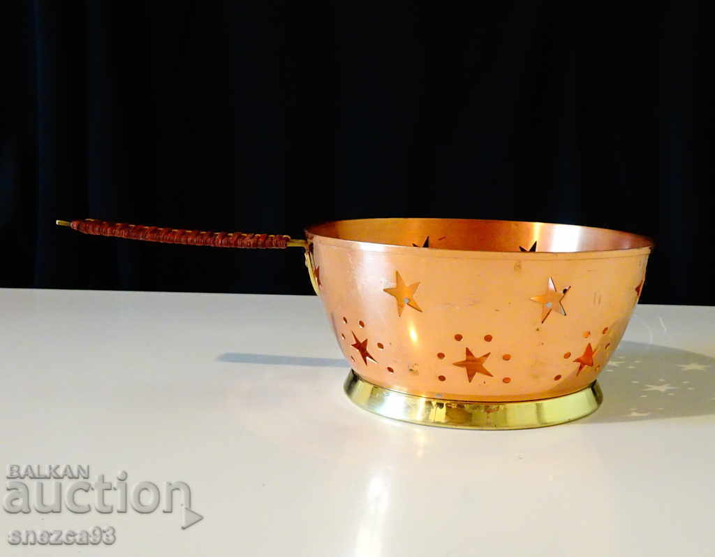 Auction Copper candy dish, candlestick with handle and openwork Auction Copper candy dish, candlestick with handle and openwork