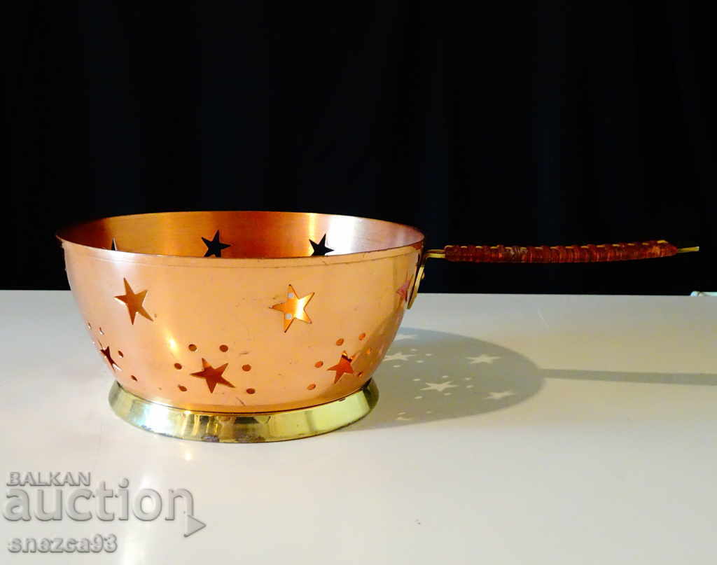 Copper candy dish, candlestick with handle and openwork Copper candy dish, candlestick with handle and openwork