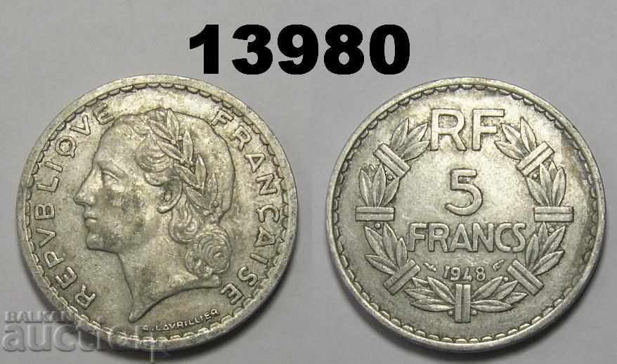 France 5 francs 1948 CLOSED 9 ROW!