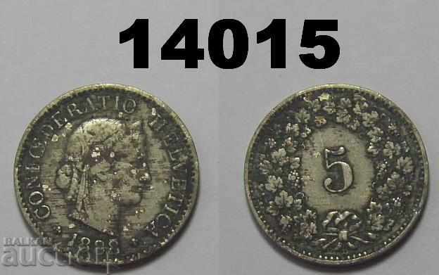 Switzerland 5 Rape 1888 Coin