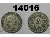 RAR! Elveția 5 rapen 1889 monedă