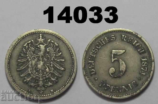 Германия 5 пфенига 1874  B монета