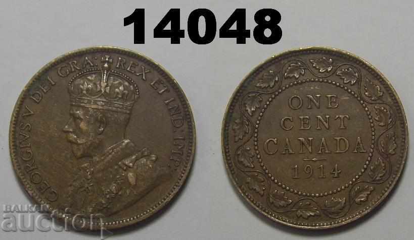 Canada 1 cent 1914 XF Monedă excelentă