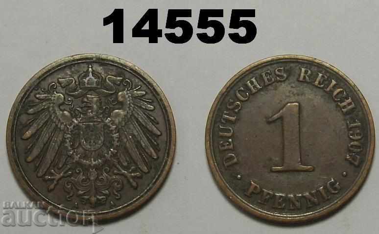 Germania 1 pfennig 1907 O monedă