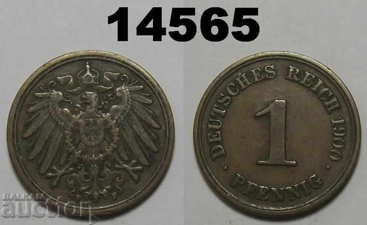 Германия 1 пфениг 1900 F Рядка монета