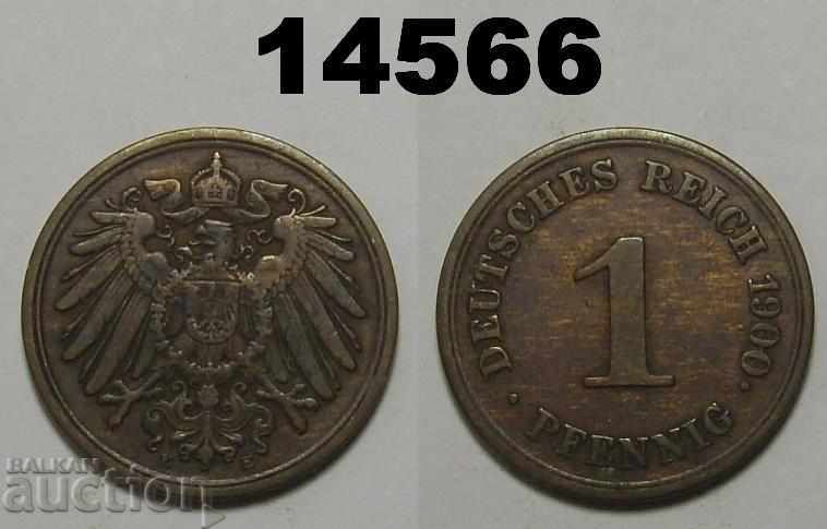 Германия 1 пфениг 1900 Е Рядка монета