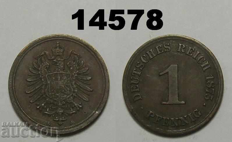 Германия 1 пфениг 1875 А AUNC монета