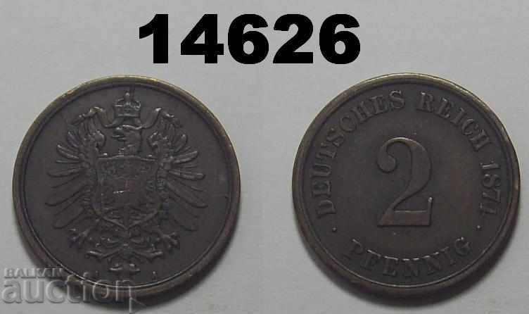 Германия 2 пфенига 1874 A XF монета