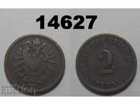 Germania 2 monedă pfennig 1875 F