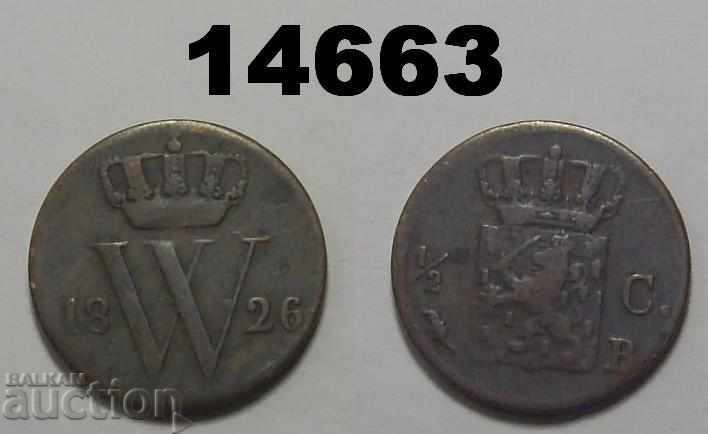 Ολλανδία 1/2 σεντ 1826 B Σπάνιο νόμισμα