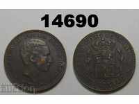 Spania 10 centimos 1878 VF + / XF Monedă excelentă