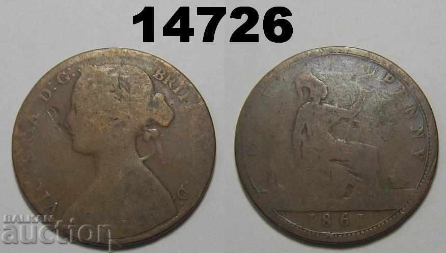 Great Britain 1 penny 1861 coin