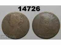 Великобритания 1 пени 1861 монета