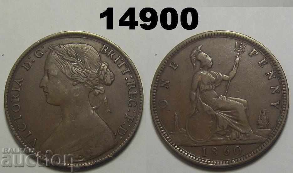 Freeman-16 Marea Britanie 1 penny 1860 VF Row