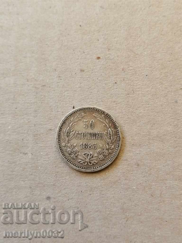 Silver 50 stotinki 1883 silver coin