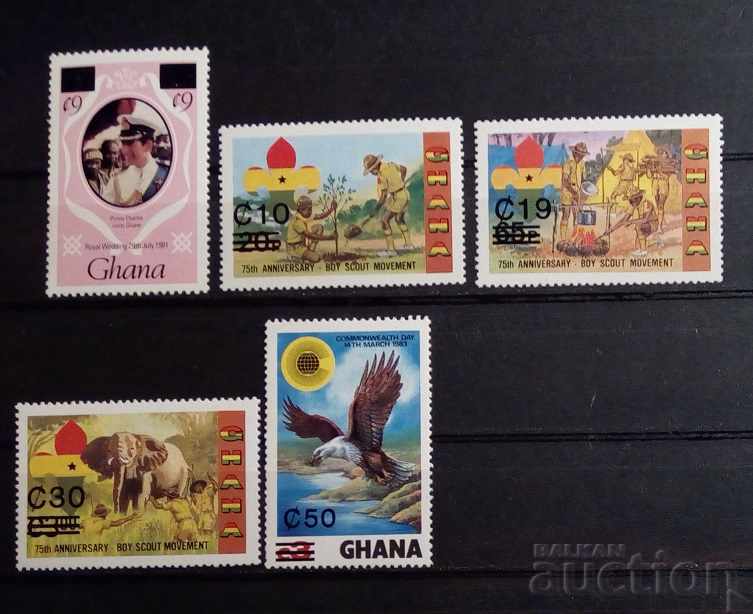 Ghana 1984 Cercetași / Faună / Animale / Păsări Supratipărire MNH