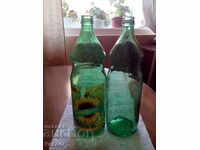 Old glass oil bottles