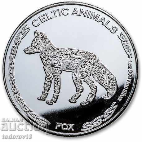 Animalele celtice de argint 1 oz - Fox 2019 Republic of Chad