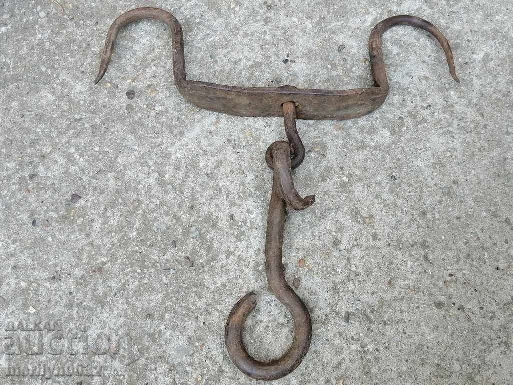 Antique wrought iron hook, double wrought iron hook with price 43.00 BGN | € 21.99