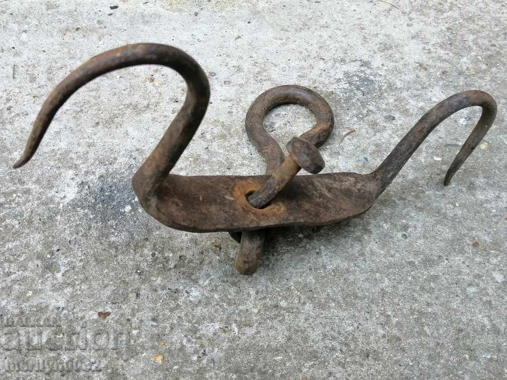 Antique wrought iron hook, double wrought iron hook - 6