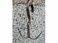 Antique wrought iron hook, double wrought iron hook