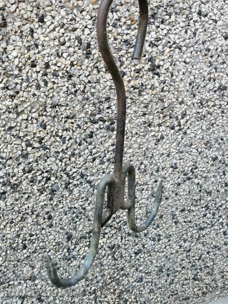 Antique wrought iron hook, double wrought iron hook - 7 Antique wrought iron hook, double wrought iron hook - 7
