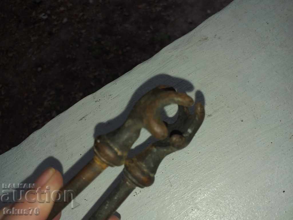 OLD ANTIQUE BRONZE FIREPLACE CLAMP - 5 OLD ANTIQUE BRONZE FIREPLACE CLAMP - 5