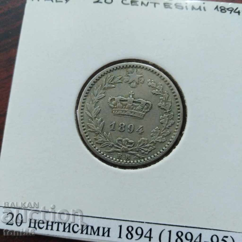 Италия 20 центисими 1894