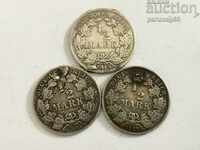 Germania 3 bucăți de 1/2 marca 1905,1915,1917- Argint (L.32)