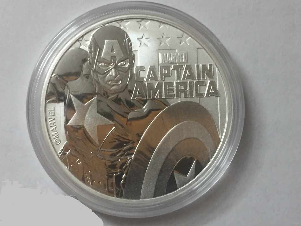 1 oz Silver "Captain America" 2019 - Read Description with price 218.00 BGN | € 111.46 1 oz Silver "Captain America" 2019 - Read Description with price 218.00 BGN | € 111.46