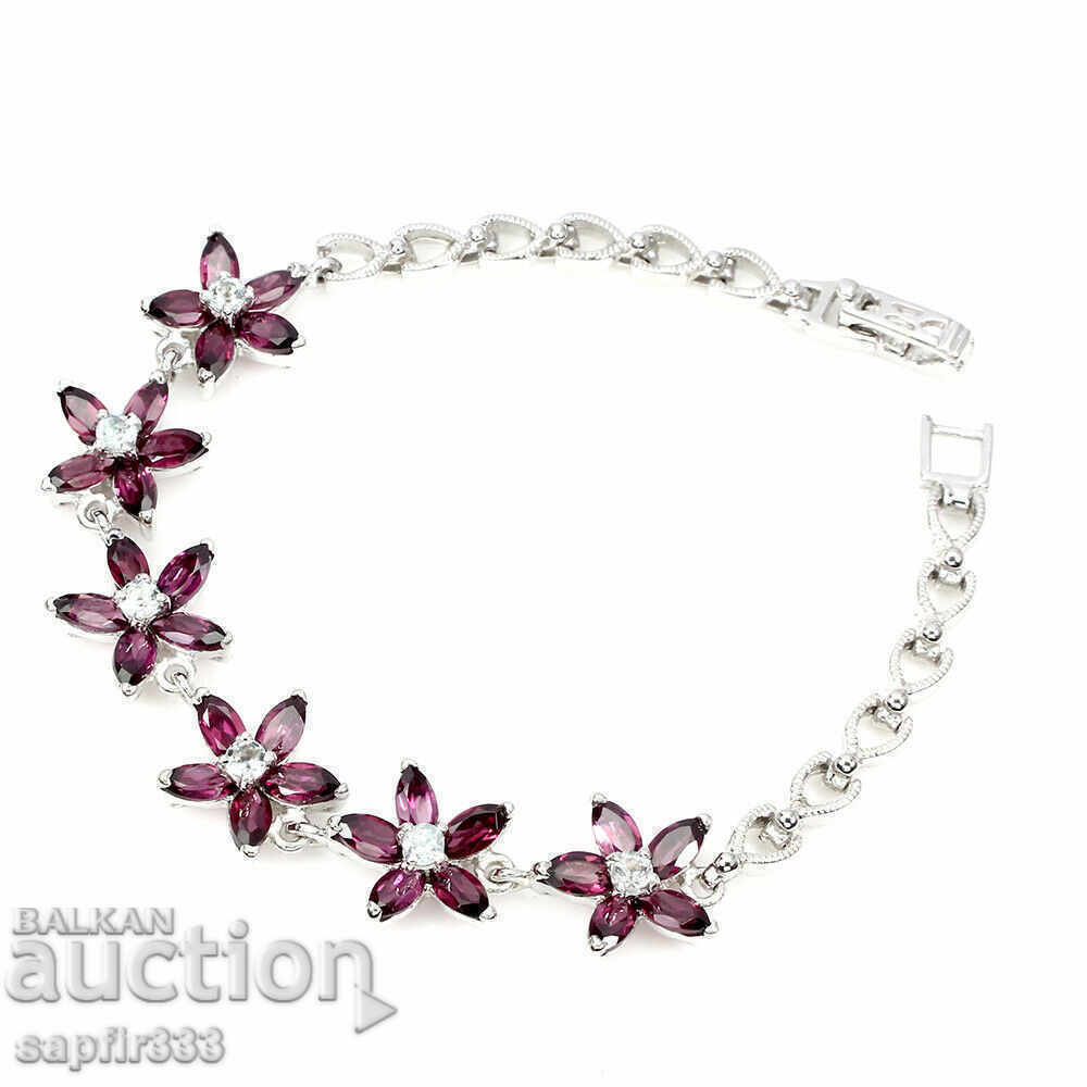 FINE BRACELET RHODOLITE GARNETS AND AQUAMARINES with price 374.00 BGN | € 191.22 FINE BRACELET RHODOLITE GARNETS AND AQUAMARINES with price 374.00 BGN | € 191.22