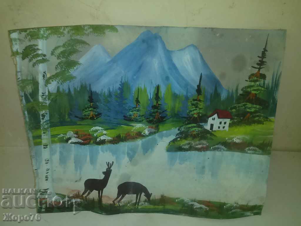 OLD PAINTING GUASH LANDSCAPE TEMPERA BULGARIAN - 5 OLD PAINTING GUASH LANDSCAPE TEMPERA BULGARIAN - 5