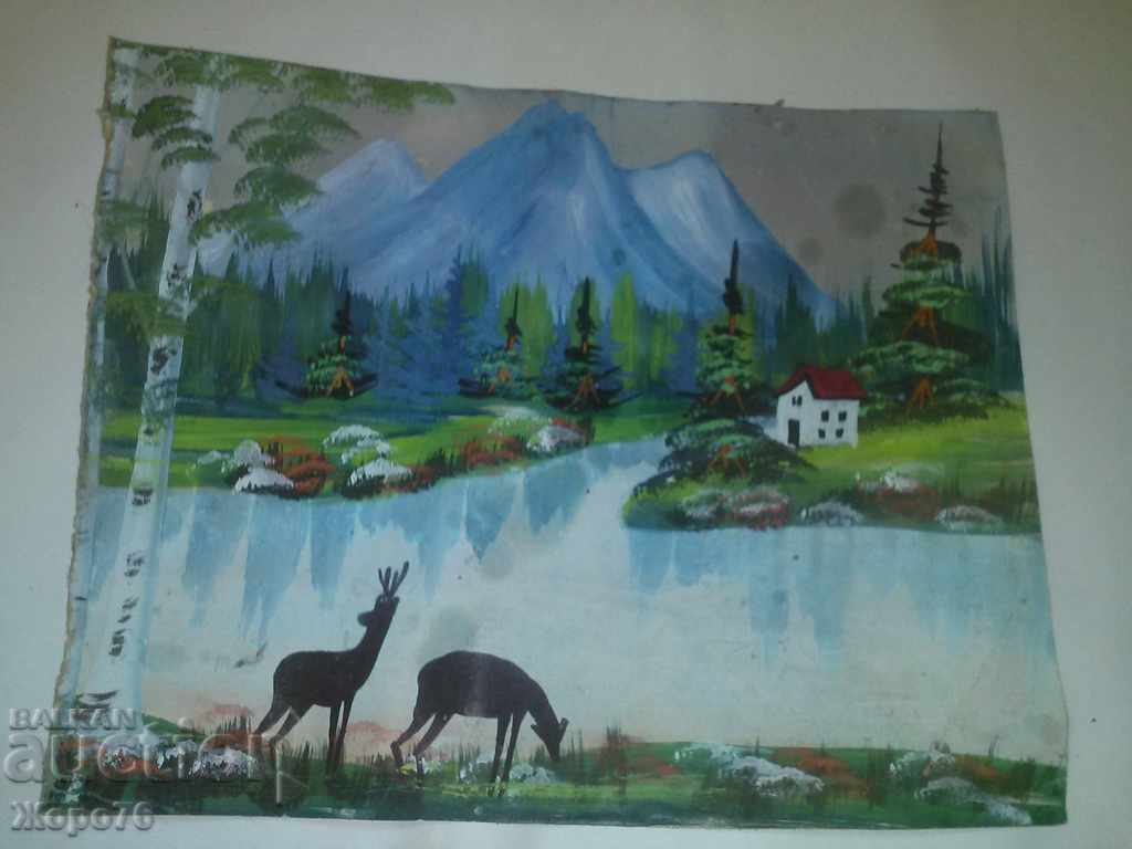 OLD PAINTING GUASH LANDSCAPE TEMPERA BULGARIAN - 7 OLD PAINTING GUASH LANDSCAPE TEMPERA BULGARIAN - 7