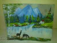 OLD PAINTING GUASH LANDSCAPE TEMPERA BULGARIAN