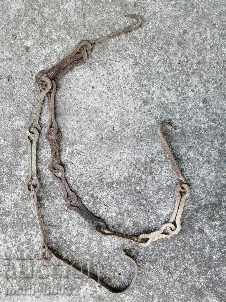 Old forged chain with hook, hearth for hearth chain hook with price 55.00 BGN | € 28.12