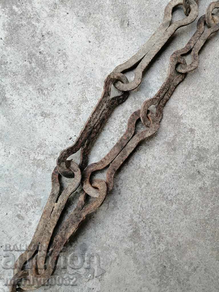 Delivery of Old forged chain with hook, hearth for hearth chain hook