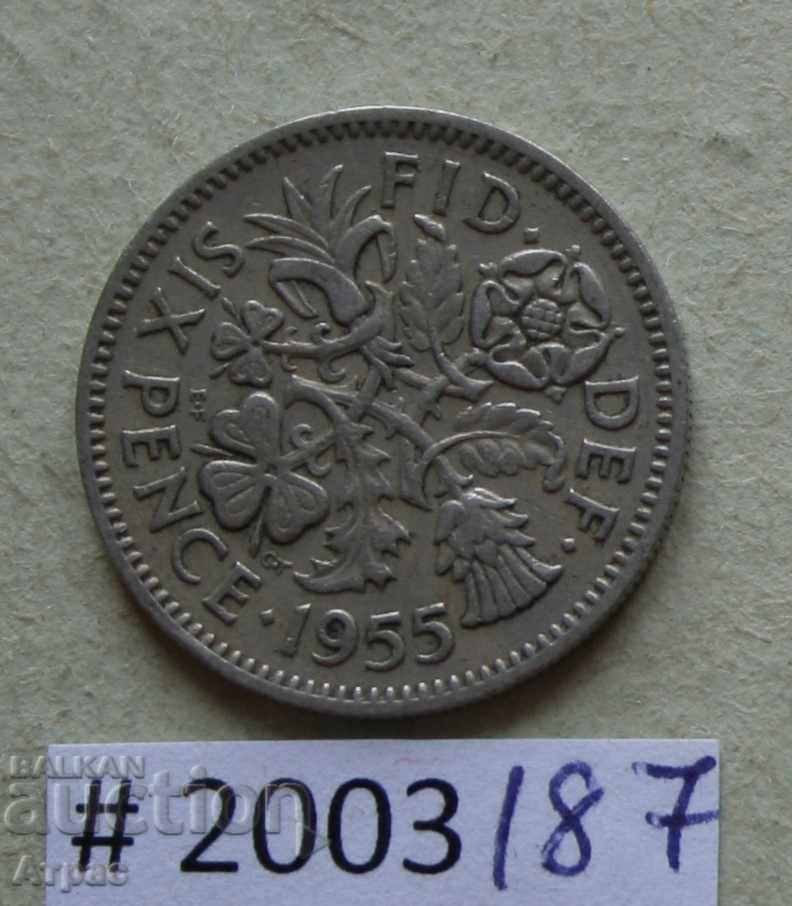 6 pence 1955 Marea Britanie