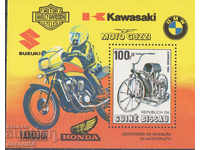 1985. Guinea-Bissau. 100 years of the first motorcycles. Block.