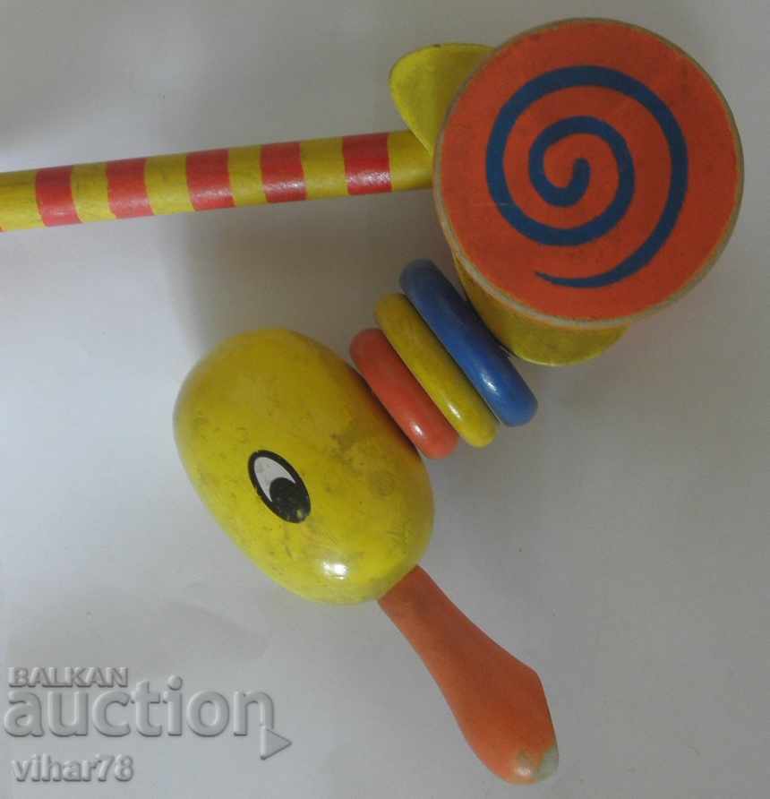 Auction  OLD WOODEN TOY-PUSHER FOR PUSHING